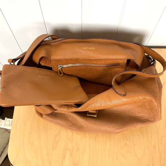 Meli Melo Thela Carmel Color Pebbled Leather Large Size Bag Purse‎ - Picture 8 of 11